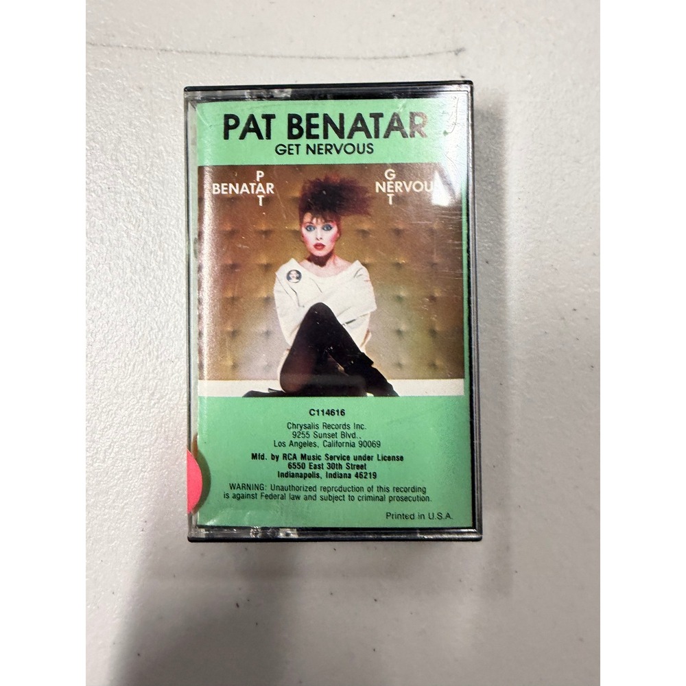 Pat Benatar Get Nervous Cassette Tape 1982 Chrysalis RCA‎ Music Service C114616